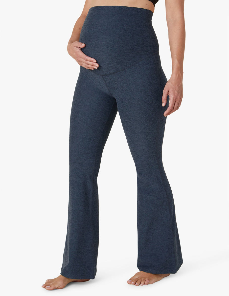 Over the Bump Cotton Flare Maternity Pants - Navy Blue